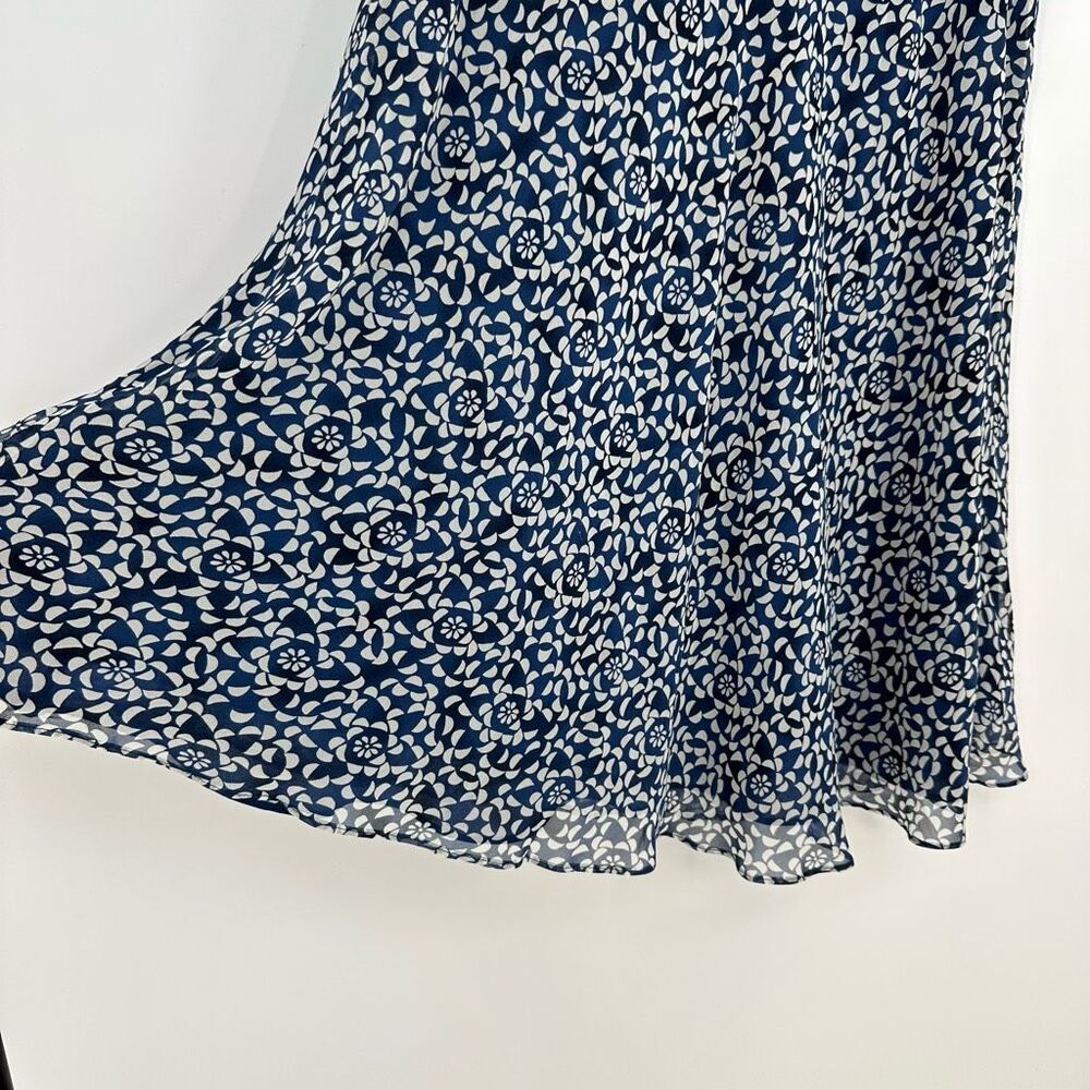 Vintage Silk Midi Skirt Size 8 Petite Blue Cream Fairy Chiffon - Picture 5 of 7